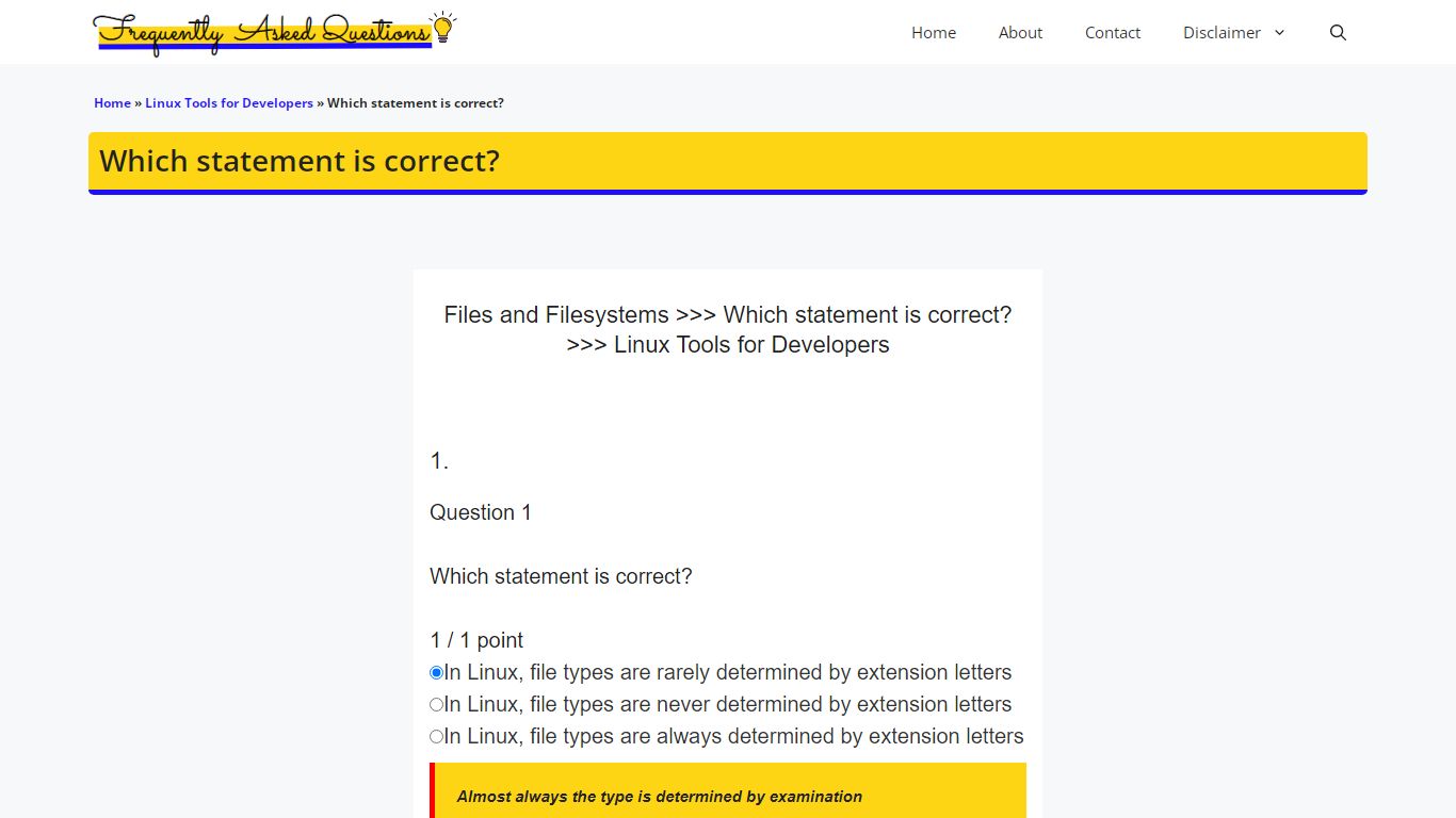 Which statement is correct? - Frequently Asked Questions
